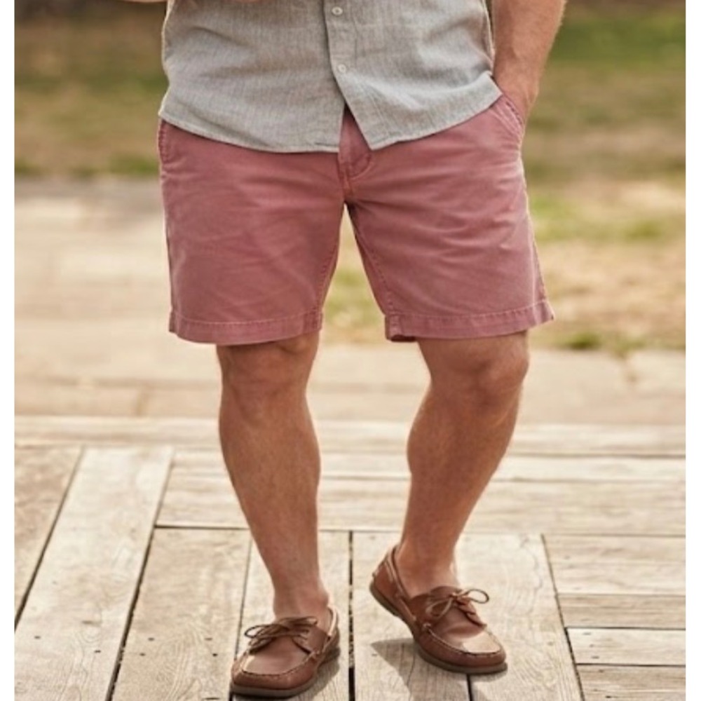 American Eagle Extreme Flex Classic Shorts‎ Mens 34 Pink Chino Flat Front 8.5"